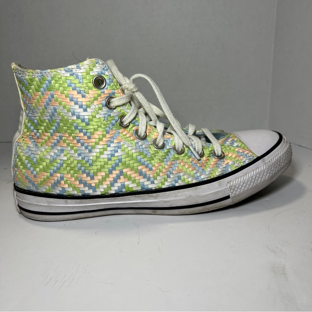 Converse CTAS High Top Chambray Blue Green White Canvas Sneakers Women's Size 9 - Picture 14 of 15